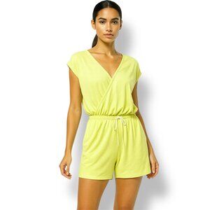 Old Navy XL Lime Green Breathe On Knit Wrap Romper Drawstring Waist Active NWT